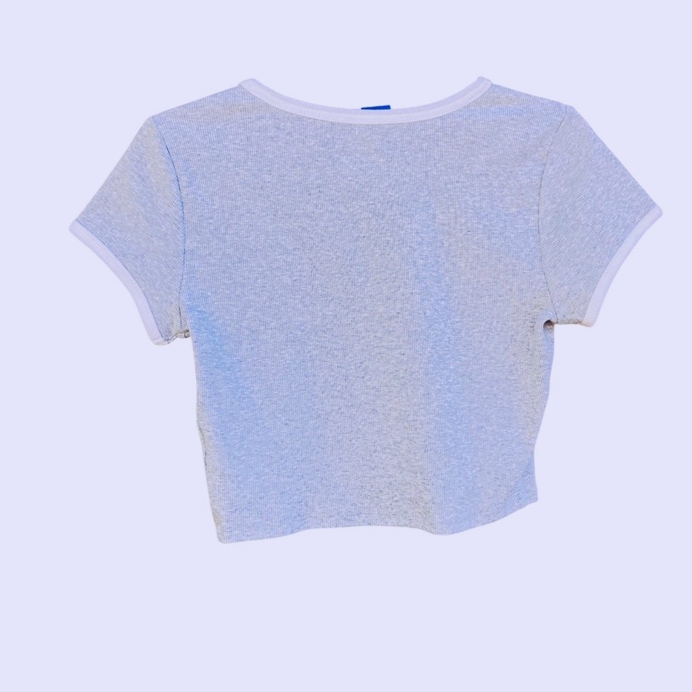 Limited Too Girls Libra Ringer Tee Size L Blue Ribbed Rhinestone Y2K Baby Tee - Picture 6 of 6